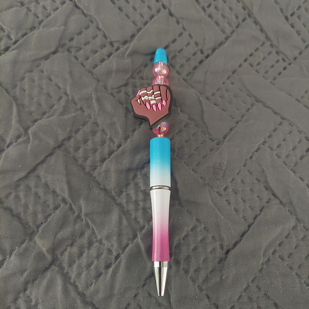 Gradient Beaded Pen with Heart Charm